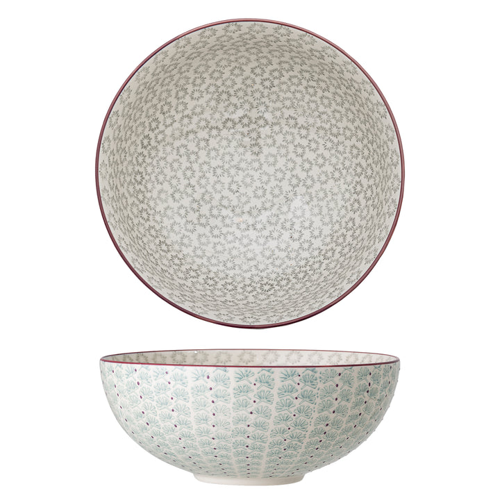 Bol Ceramic Verde Cu Detalii Pictate Bloomingville - Imagine 1