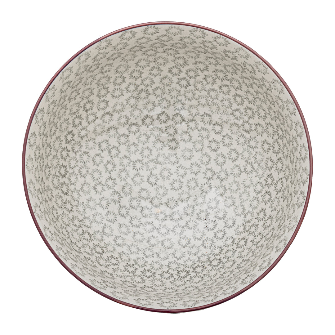 Bol Ceramic Verde Cu Detalii Pictate Bloomingville - Imagine 2