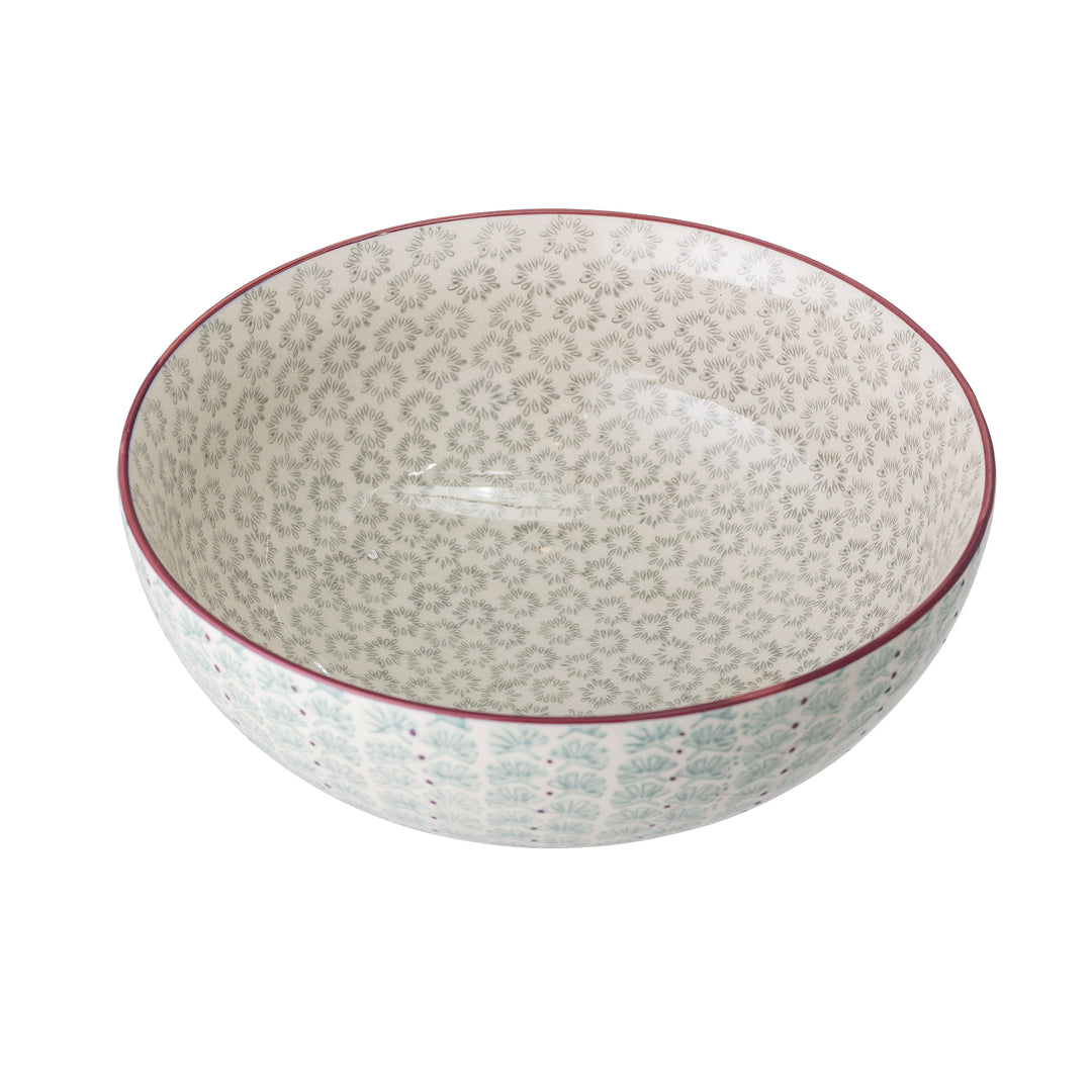 Bol Ceramic Verde Cu Detalii Pictate Bloomingville - Imagine 3