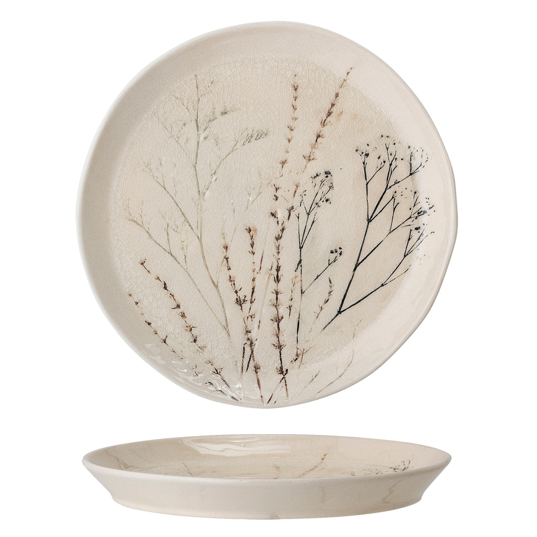 Farfurie Ceramică Naturală Cu Model Floral Bloomingville - Imagine 1