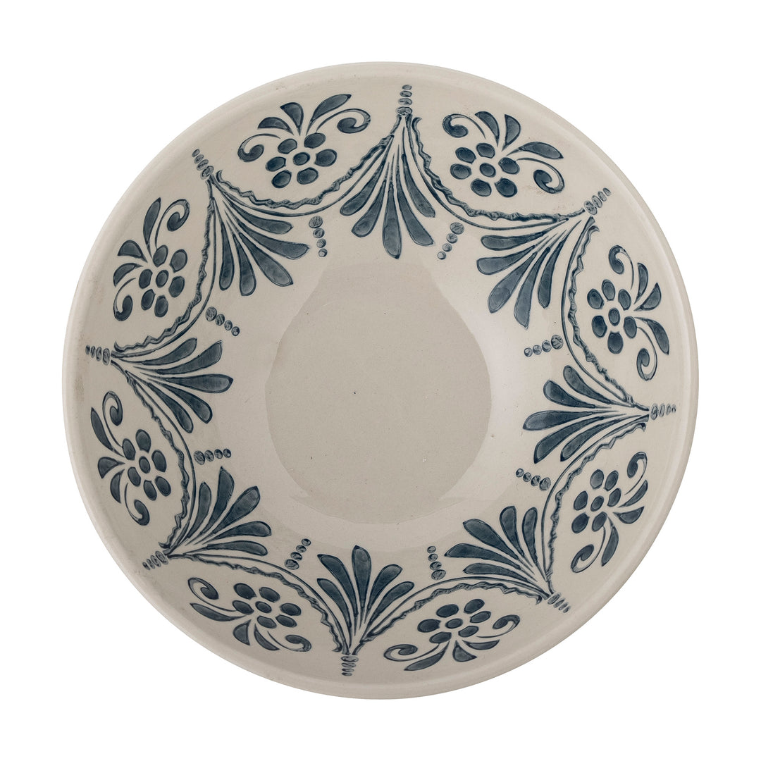 Bol Ceramic Albastru Decorat Manual Bloomingville - Imagine 2