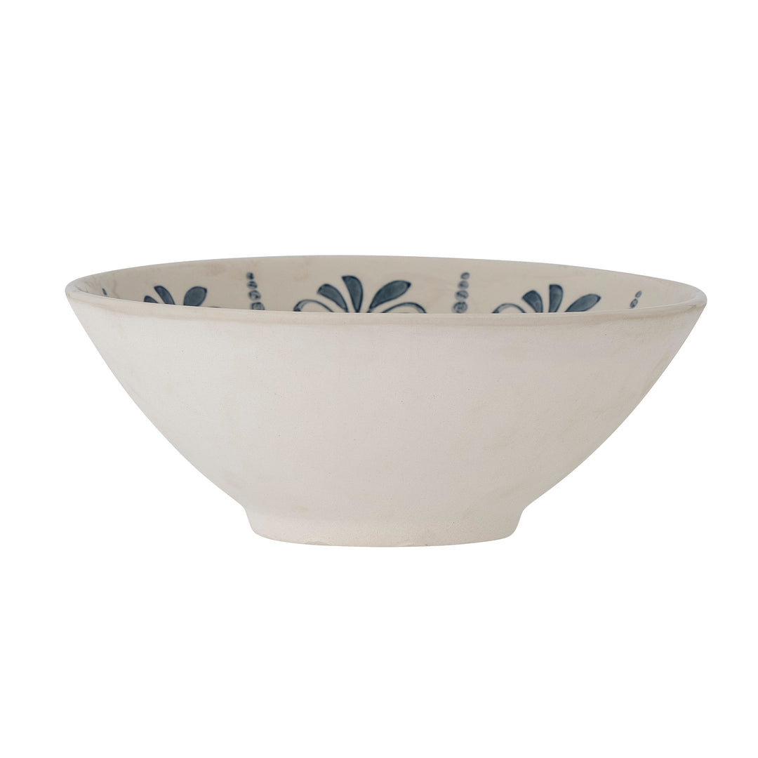Bol Ceramic Albastru Decorat Manual Bloomingville - Imagine 3