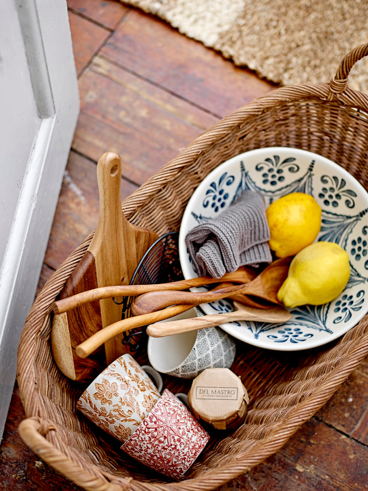 Bol Ceramic Albastru Decorat Manual Bloomingville - Imagine 4