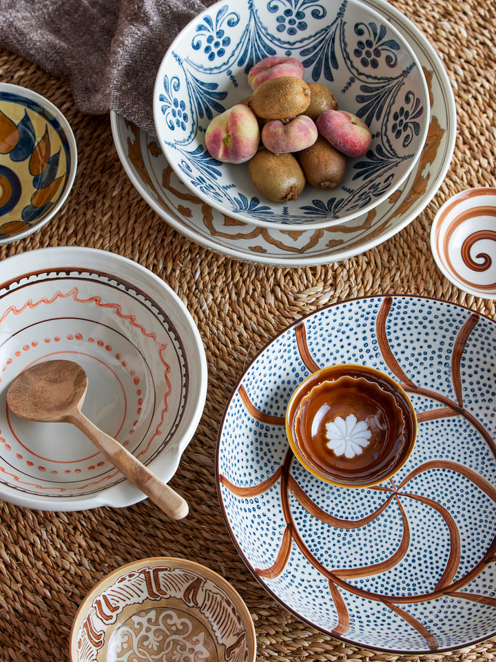 Bol Ceramic Albastru Decorat Manual Bloomingville - Imagine 6