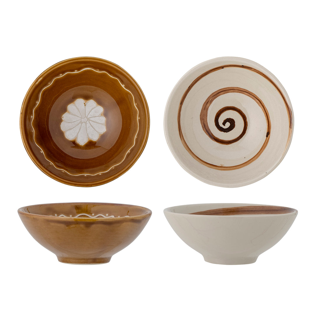 Bol Ceramică Maro Decorat Manual Bloomingville - Imagine 1