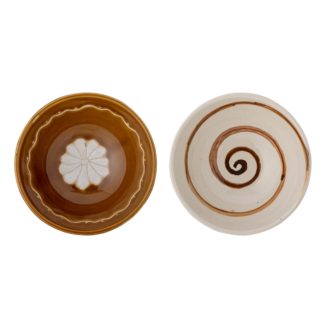 Bol Ceramică Maro Decorat Manual Bloomingville - Imagine 2