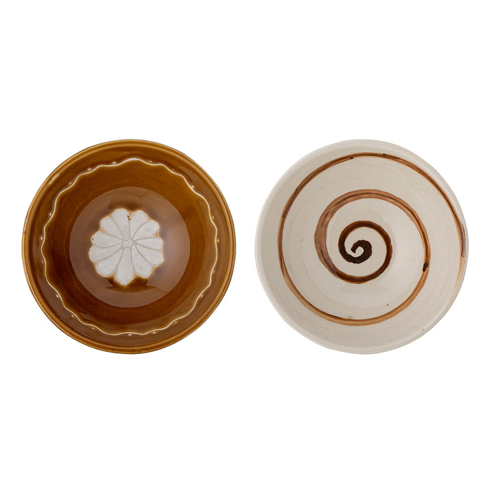 Bol Ceramică Maro Decorat Manual Bloomingville - Imagine 2