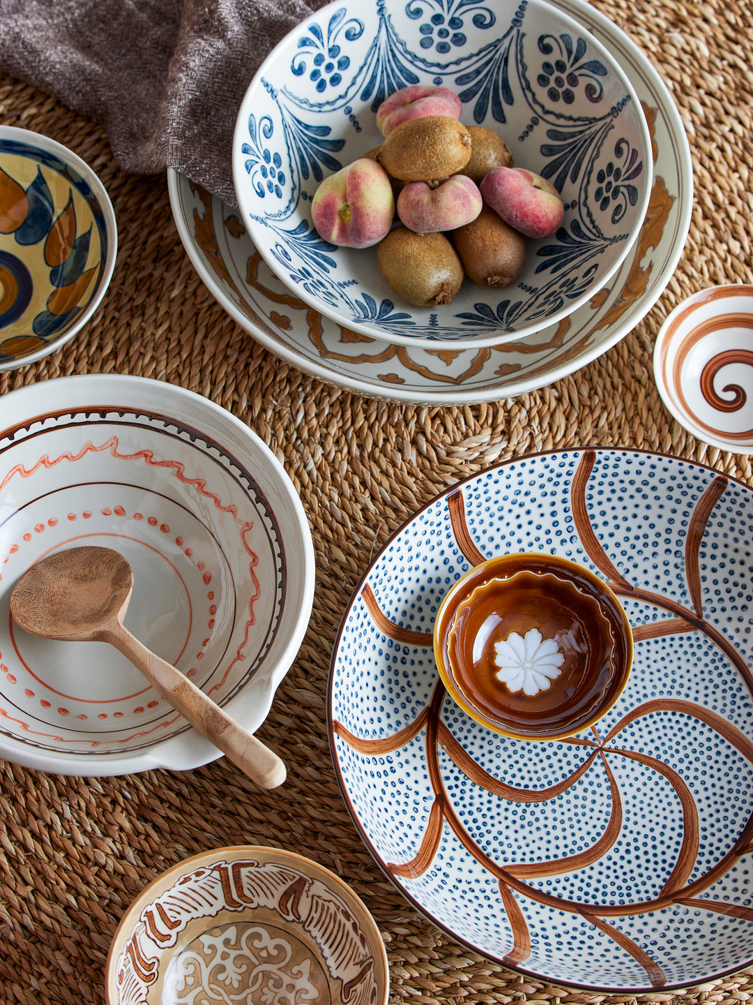Bol Ceramică Maro Decorat Manual Bloomingville - Imagine 4