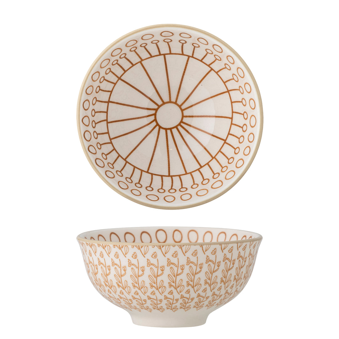 Bol Ceramică Portocaliu Cu Detalii Florale Bloomingville - Imagine 1