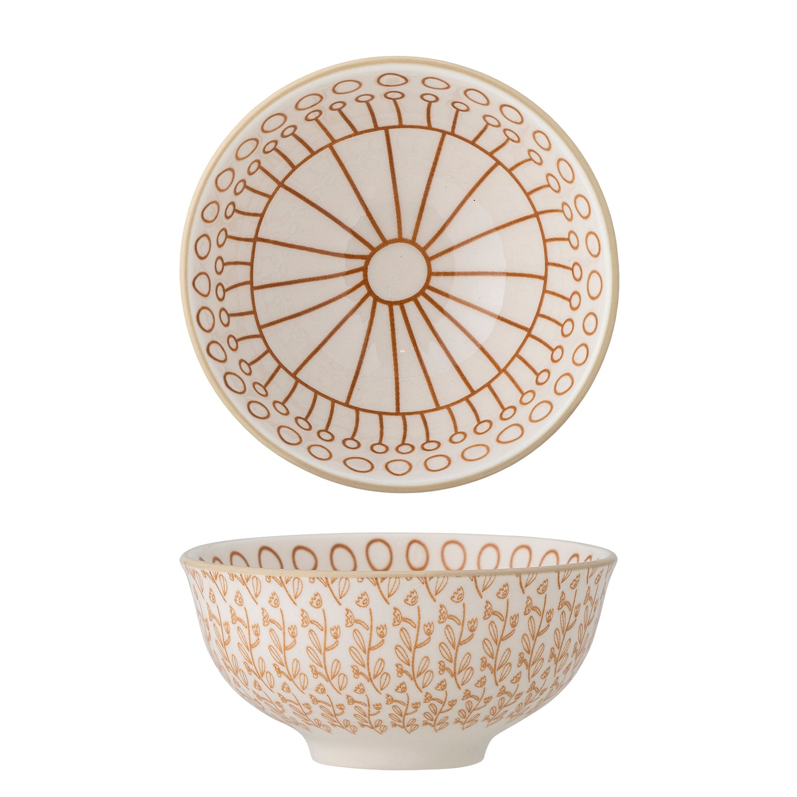 Bol Ceramică Portocaliu Cu Detalii Florale Bloomingville - Imagine 1