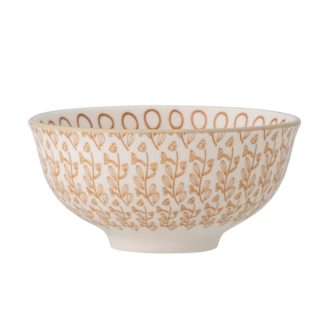 Bol Ceramică Portocaliu Cu Detalii Florale Bloomingville - Imagine 2