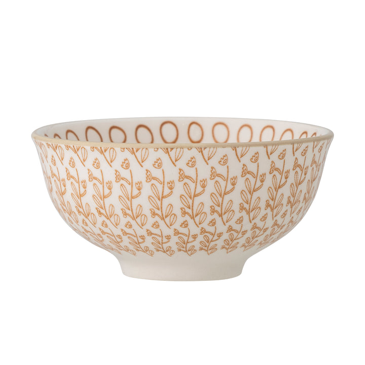 Bol Ceramică Portocaliu Cu Detalii Florale Bloomingville - Imagine 2