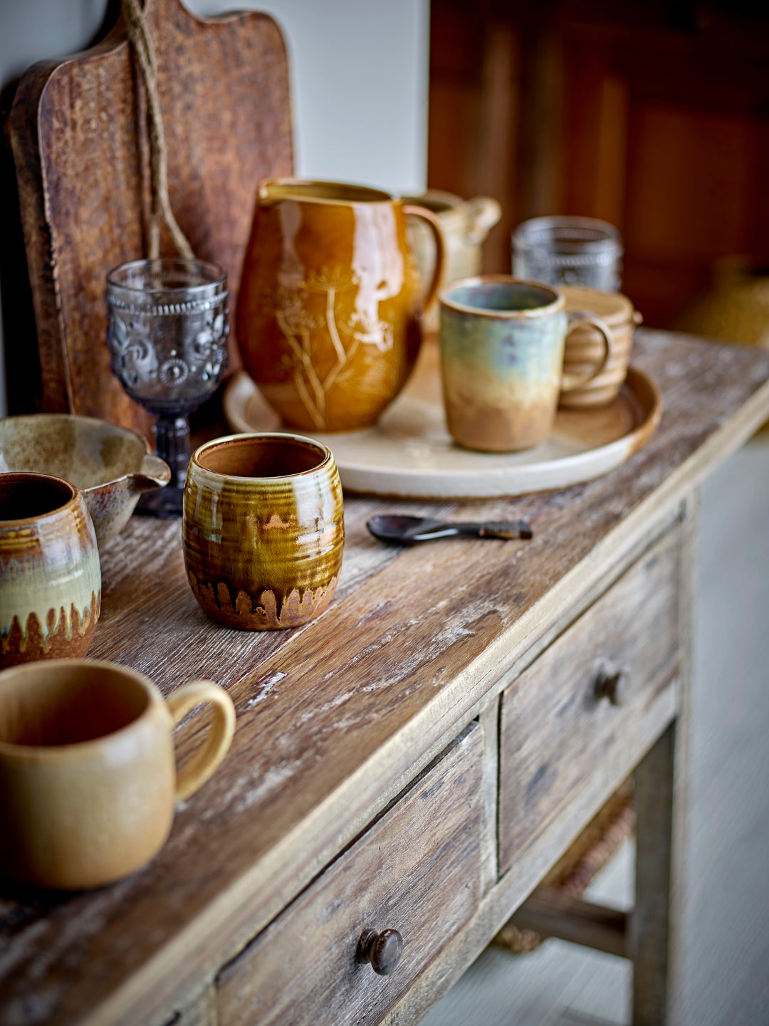 Farfurie Servire Ceramică Maro Bloomingville - Imagine 5