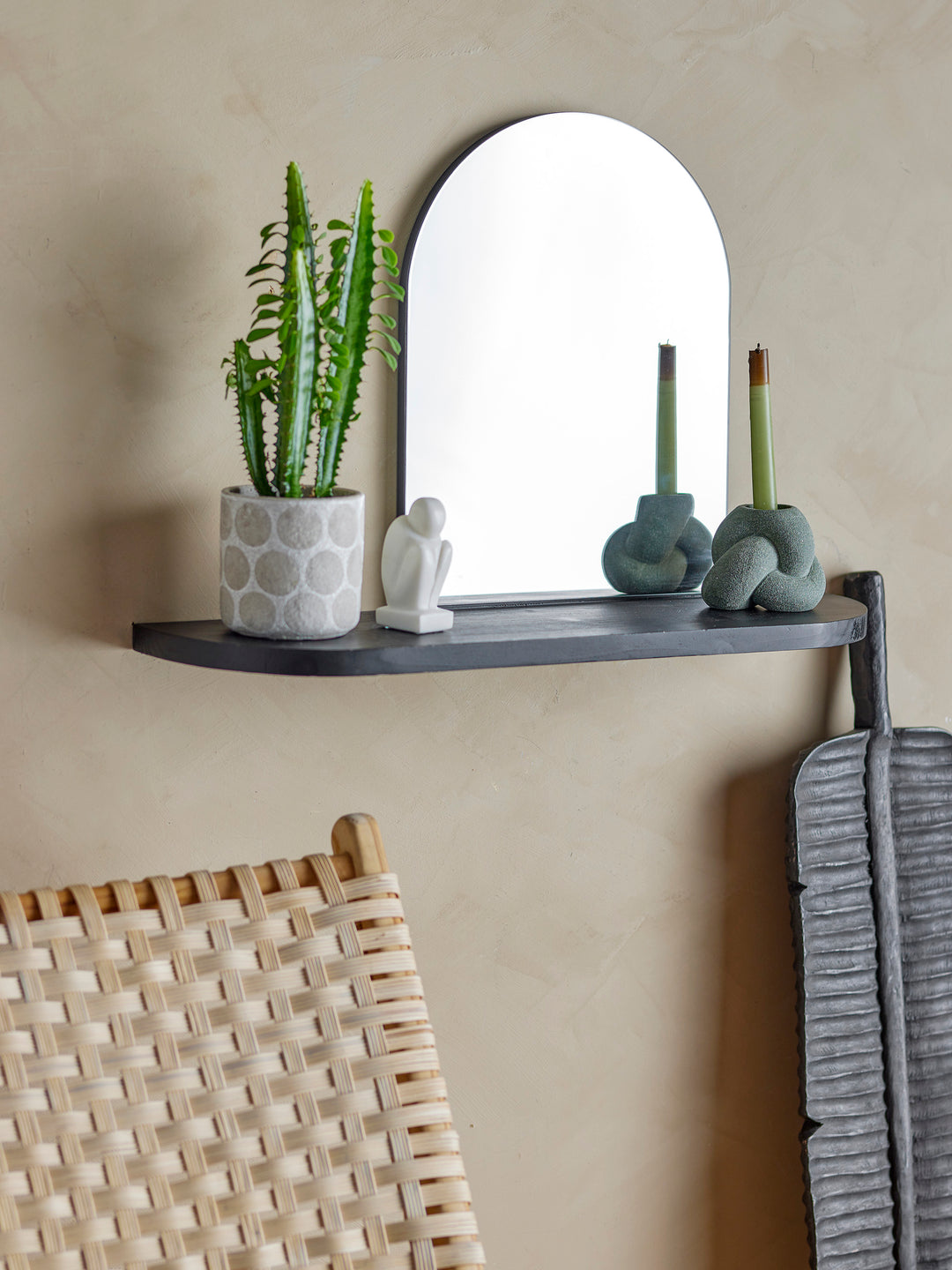 Oglindă Cu Raft MDF Negru Bloomingville - Imagine 3
