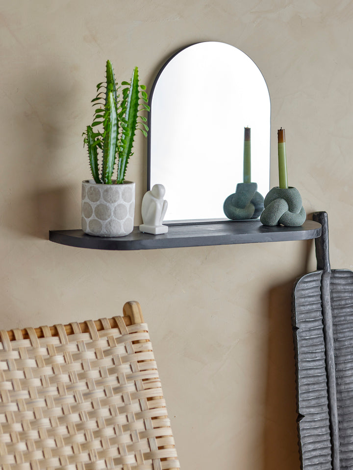 Oglindă Cu Raft MDF Negru Bloomingville - Imagine 3