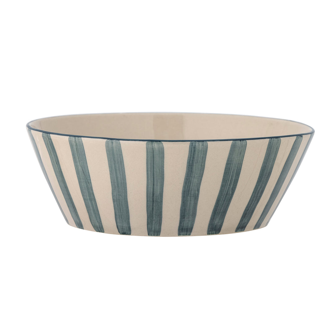 Bol Ceramică Verde Dungat Bloomingville - Imagine 1