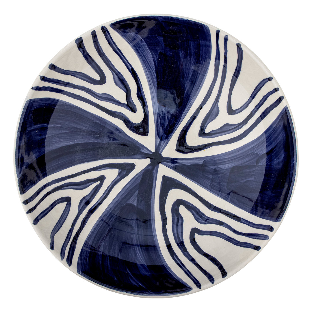 Bol Ceramic Albastru Decorat Manual Bloomingville - Imagine 2