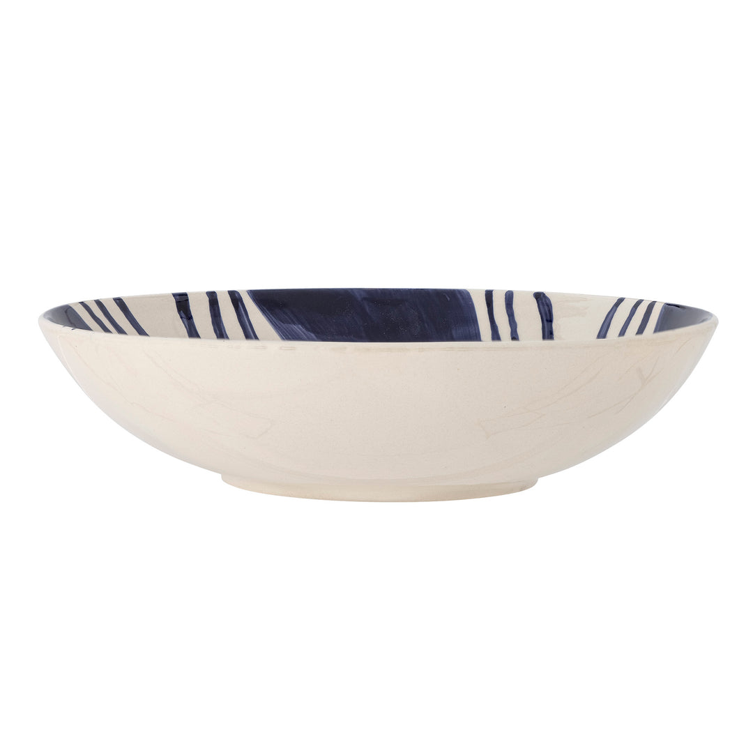 Bol Ceramic Albastru Decorat Manual Bloomingville - Imagine 3
