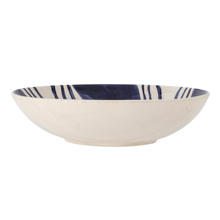 Bol Ceramic Albastru Decorat Manual Bloomingville - Imagine 3