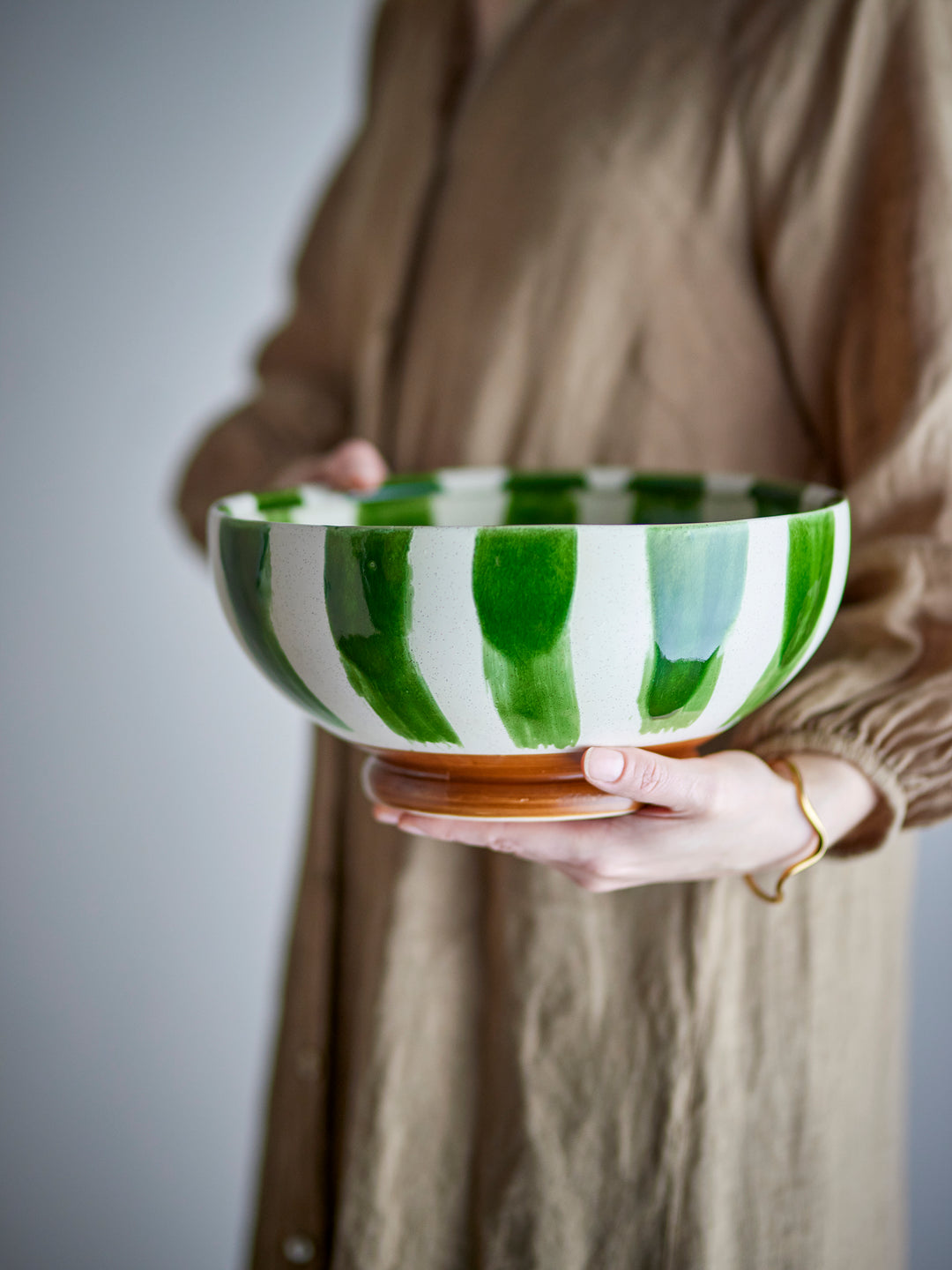 Bol Ceramic Verde Pictat Manual Bloomingville - Imagine 4