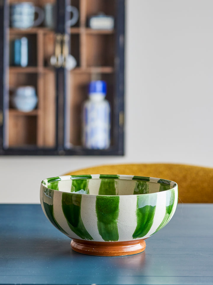 Bol Ceramic Verde Pictat Manual Bloomingville - Imagine 5