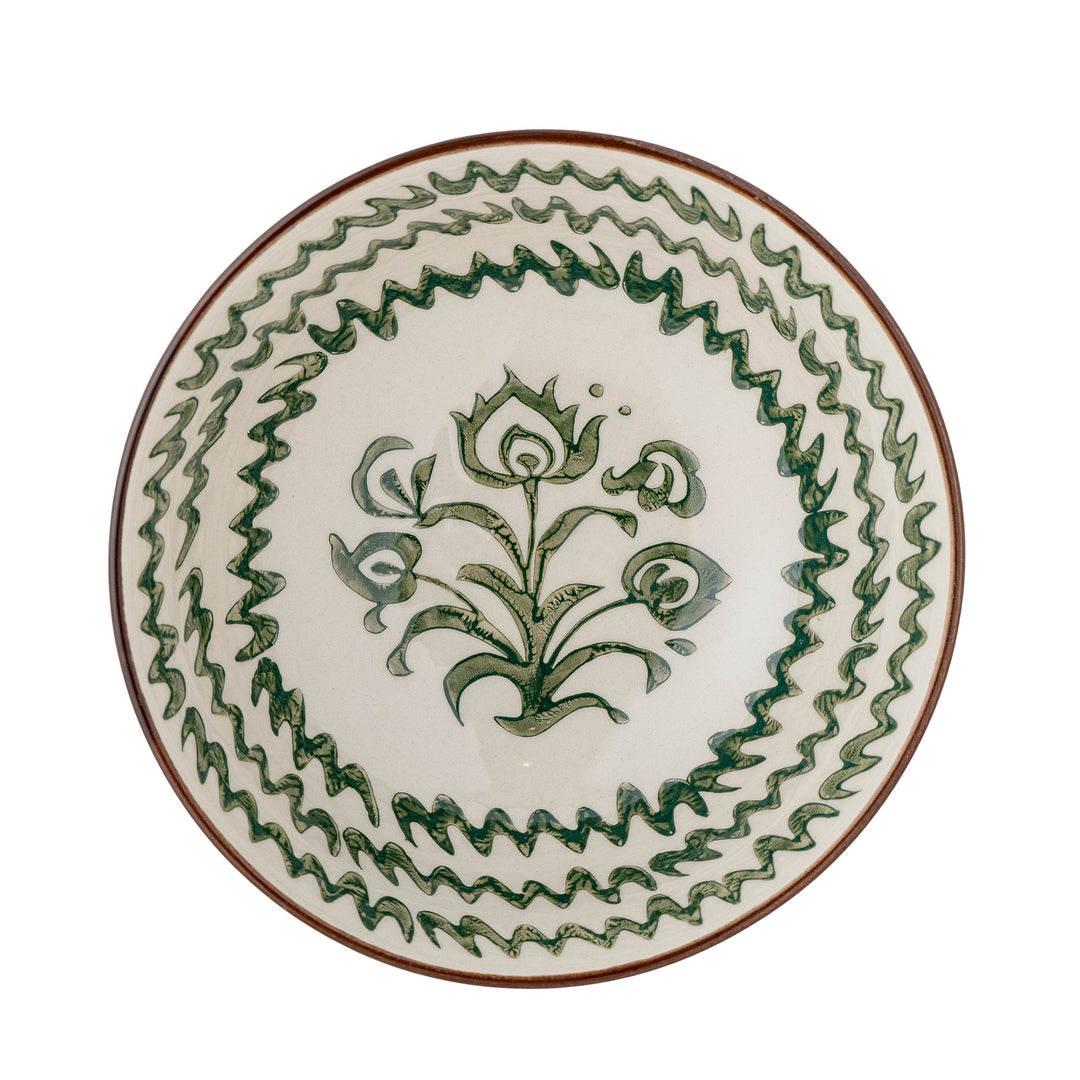 Bol Ceramic Verde Decorat Manual Bloomingville - Imagine 2