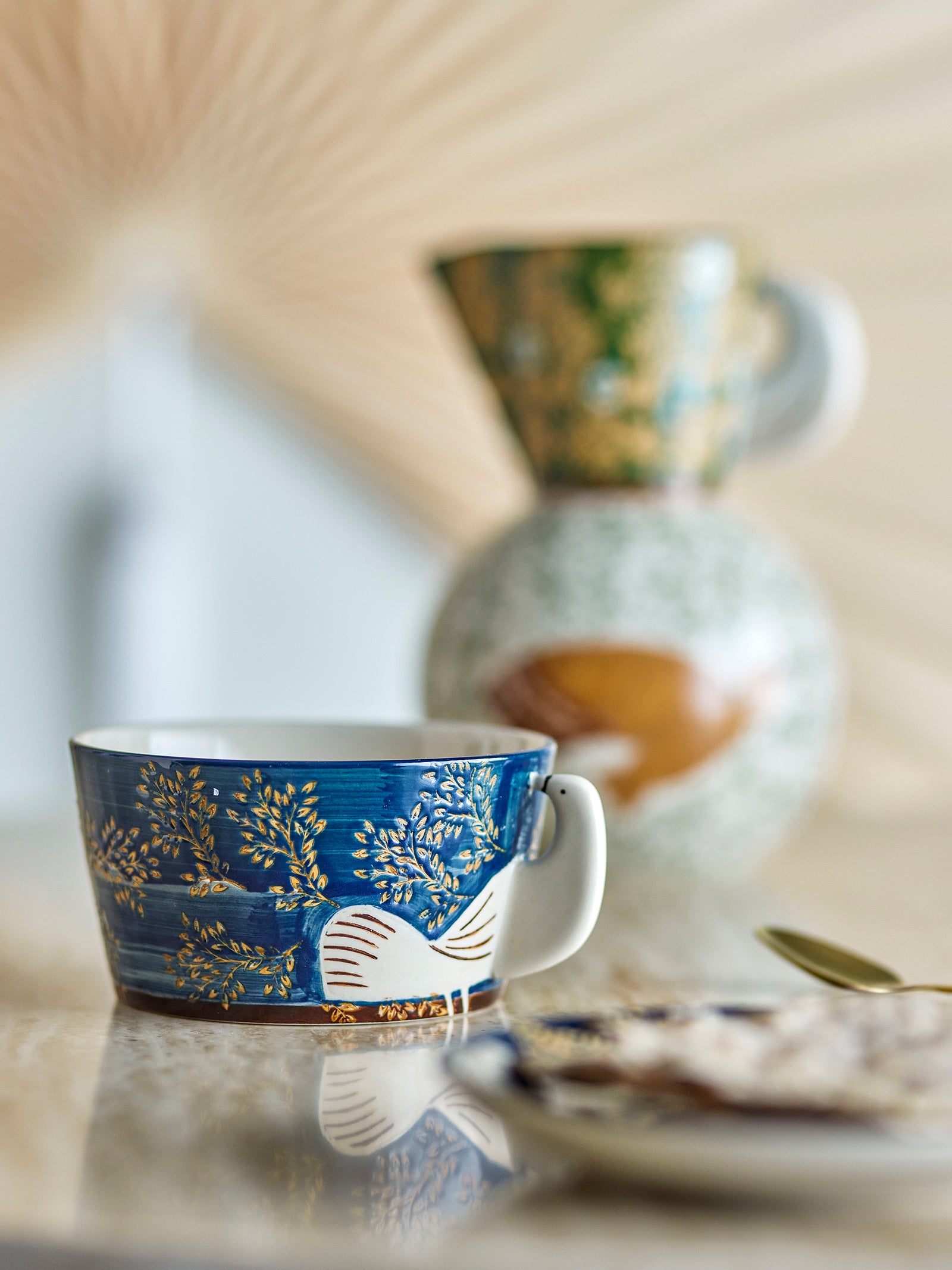 Bol Ceramică Albastru Decorat Manual Bloomingville - Imagine 2