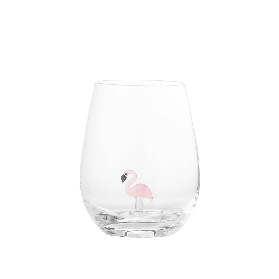 Pahar Sticlă Transparentă Cu Flamingo Bloomingville - Imagine 1