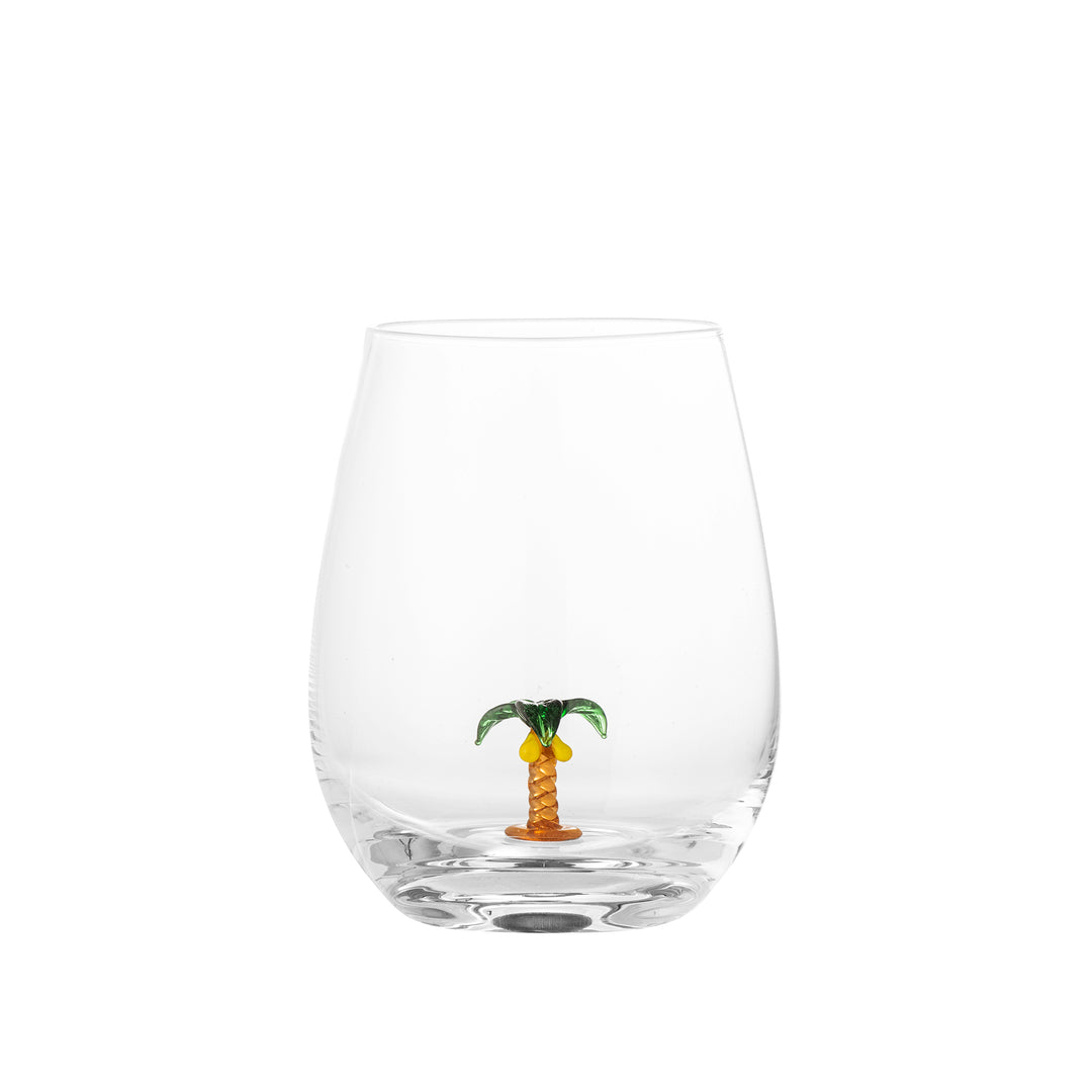 Pahar Sticlă Transparentă Cu Decor Palmier Bloomingville - Imagine 1