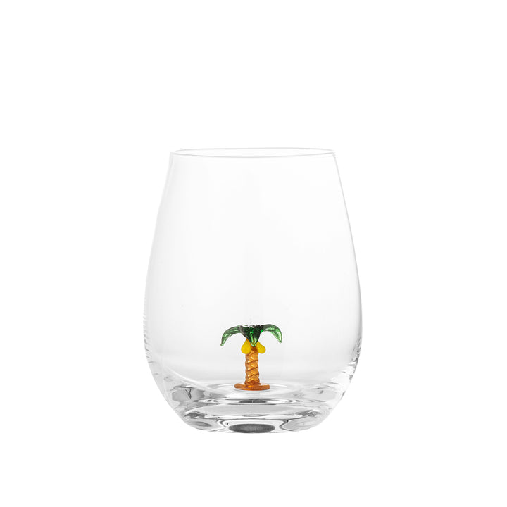 Pahar Sticlă Transparentă Cu Decor Palmier Bloomingville - Imagine 1