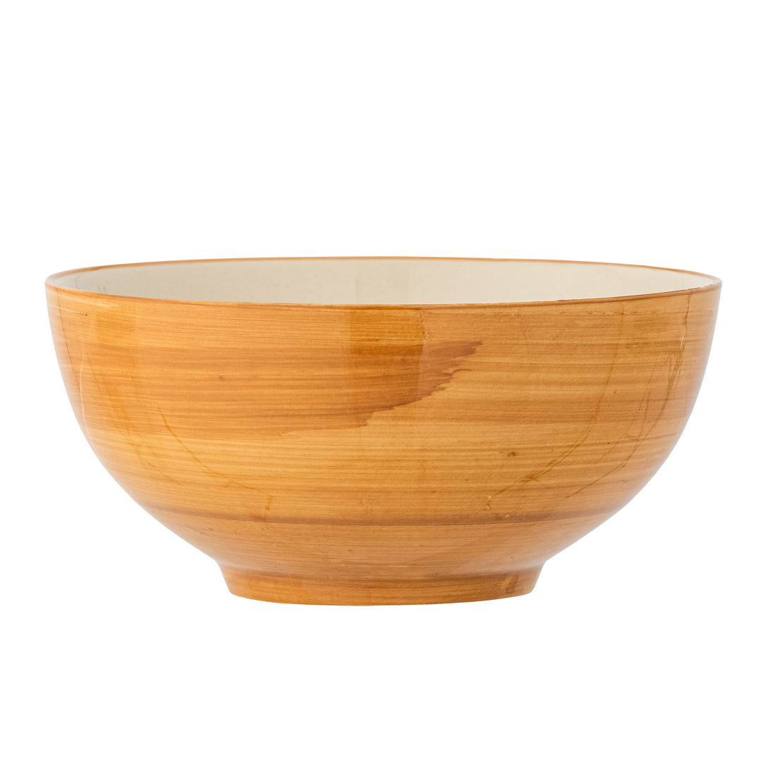 Bol Ceramic Portocaliu Decorat Manual Bloomingville - Imagine 2