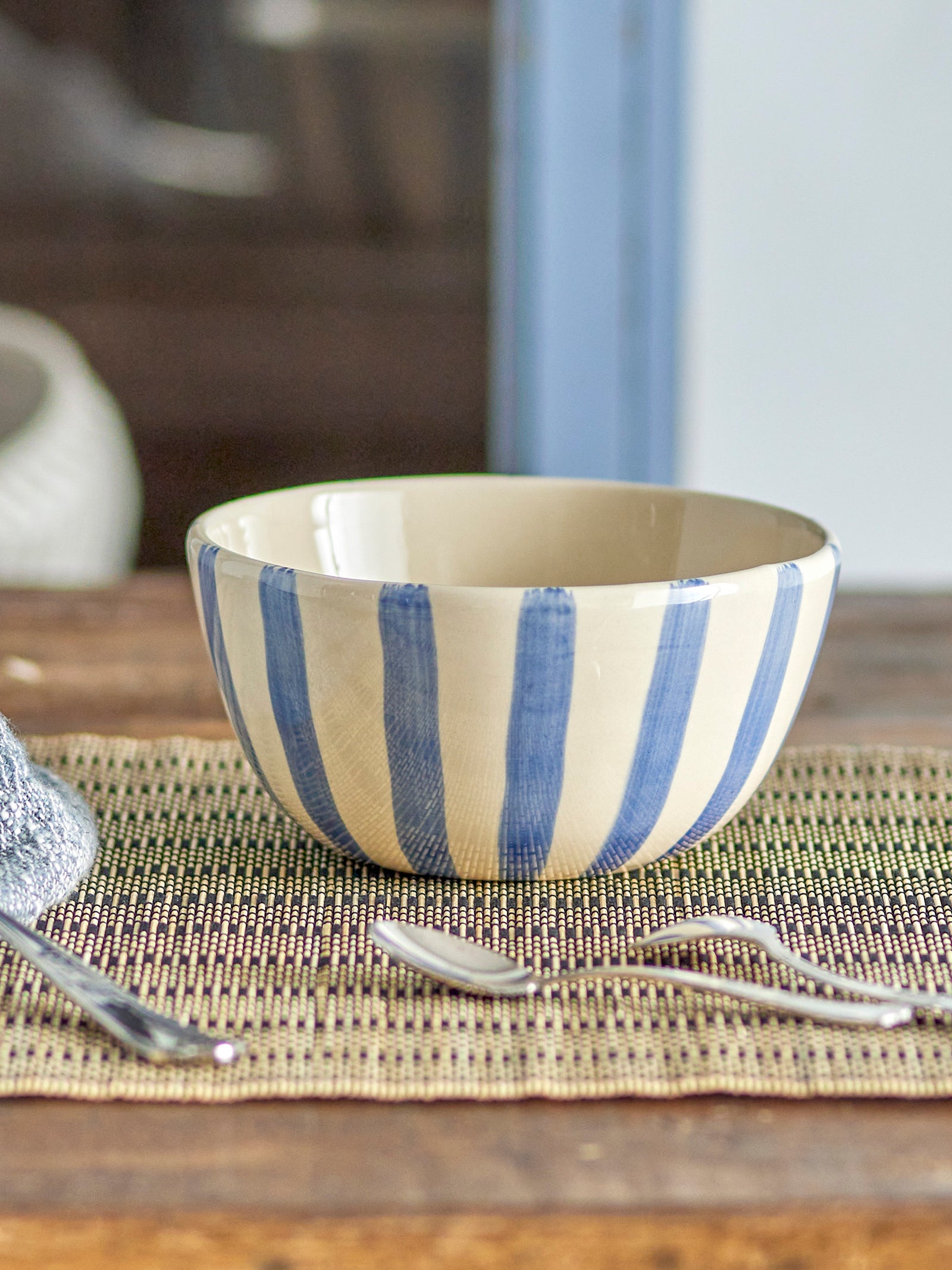 Bol Ceramic Albastru Cu Dungi Bloomingville - Imagine 4