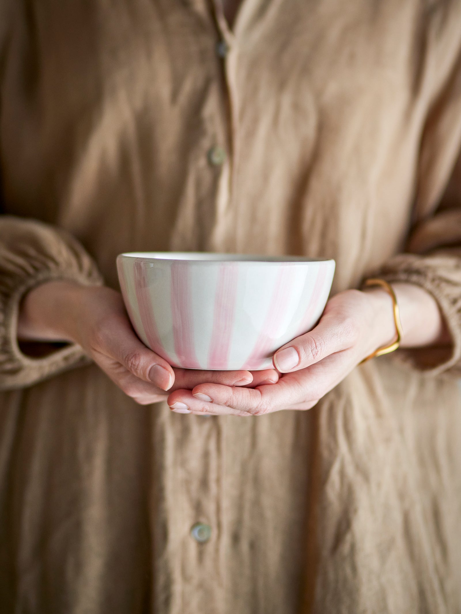 Bol Ceramică Roz Dungi Bloomingville - Imagine 2