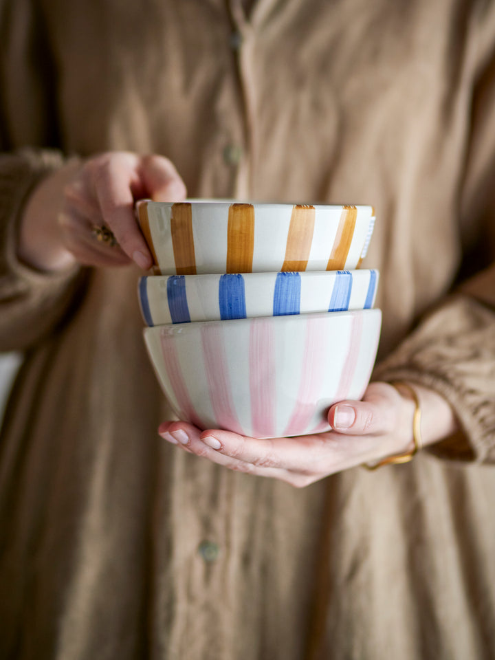 Bol Ceramică Roz Dungi Bloomingville - Imagine 3