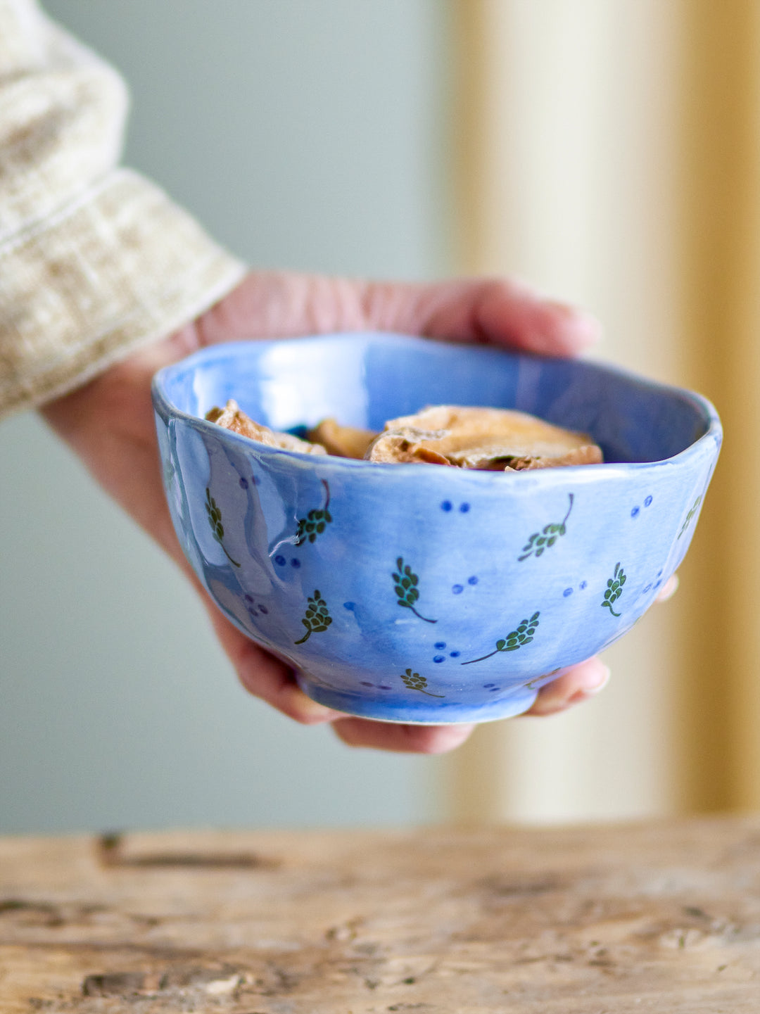 Bol Ceramic Albastru Decorat Bloomingville - Imagine 2