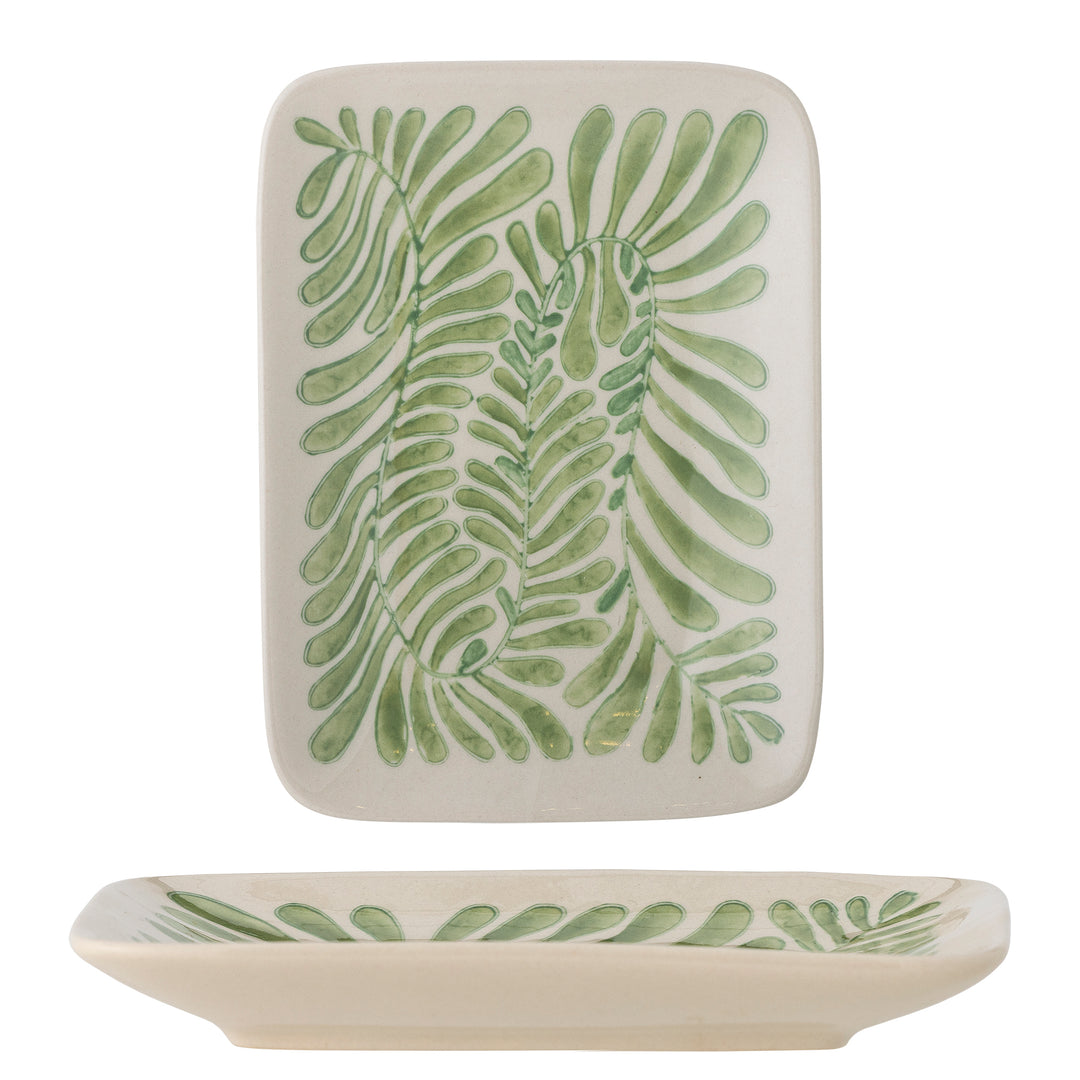 Farfurie Ceramică Verde Decorată Bloomingville - Imagine 1