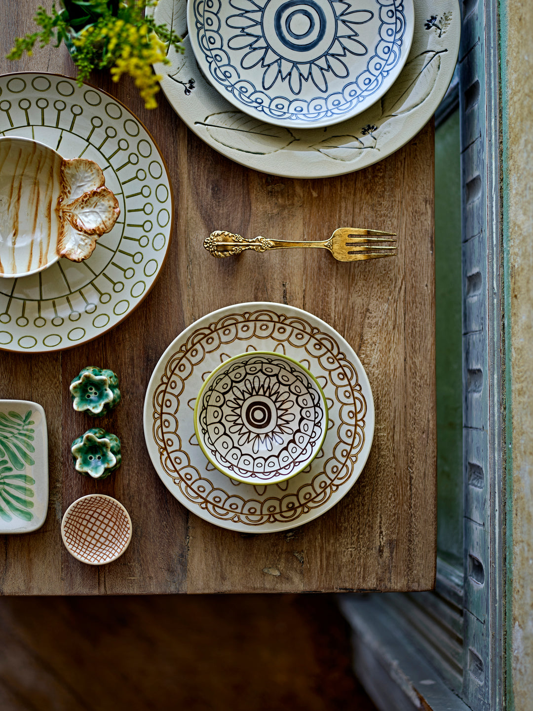 Farfurie Ceramică Verde Decorată Bloomingville - Imagine 5
