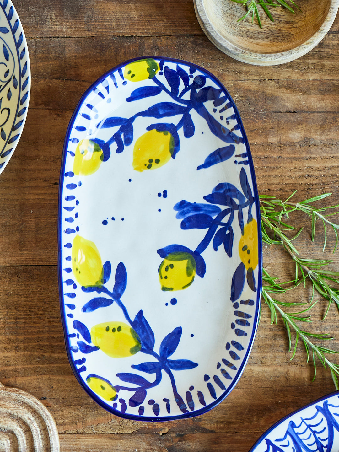 Platou Servire Ceramică Albastră Bloomingville - Imagine 4