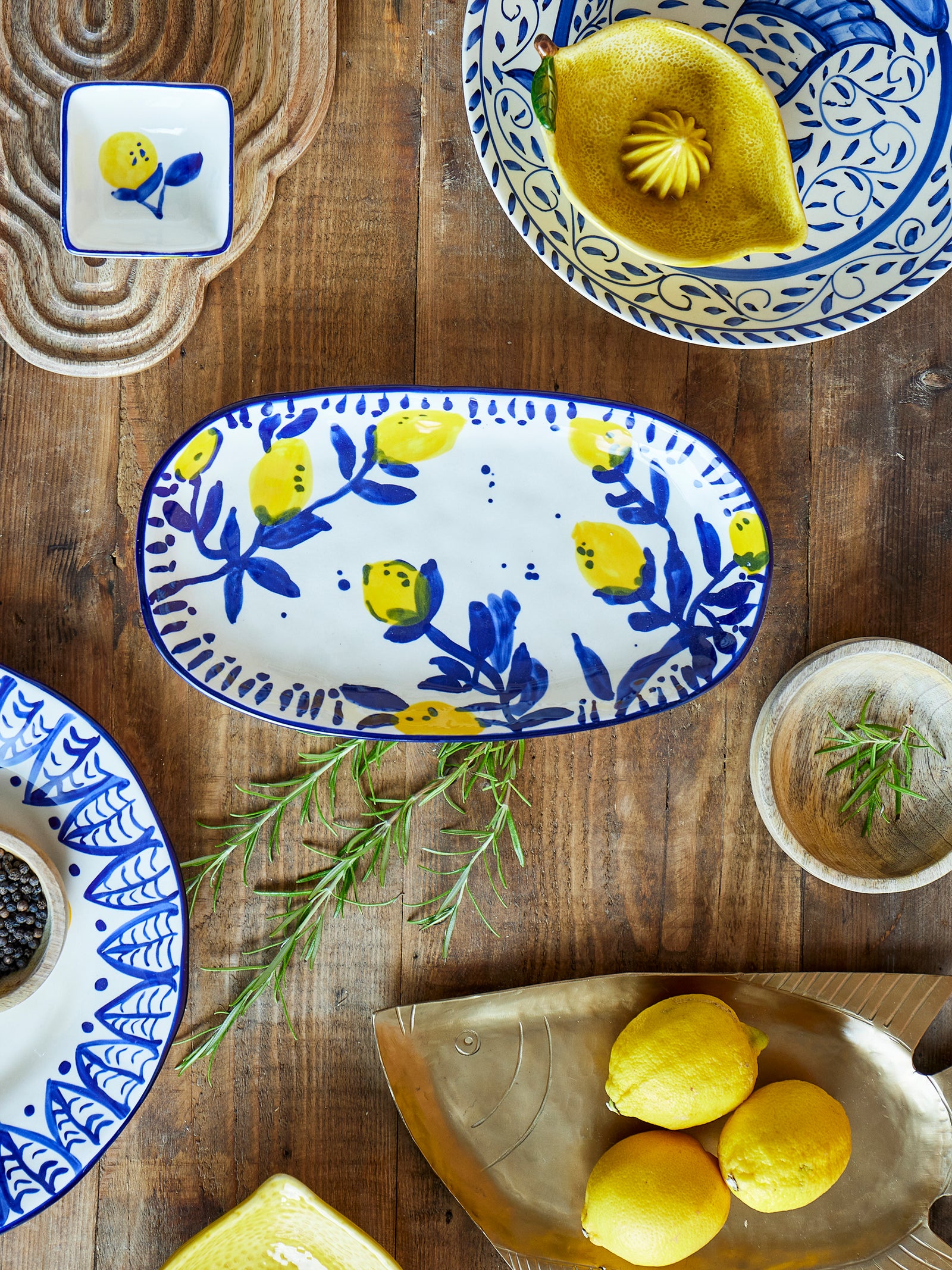 Platou Servire Ceramică Albastră Bloomingville - Imagine 5