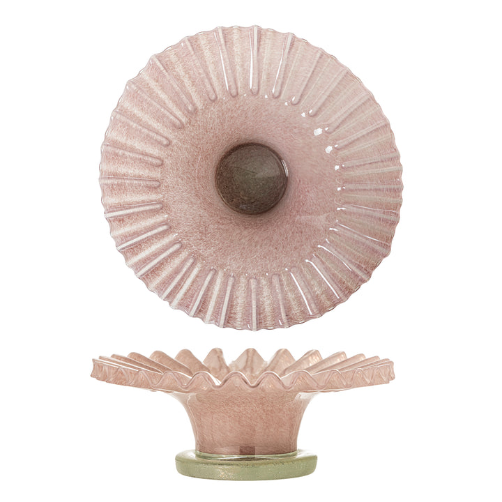 Bol Sticlă Roz Cu Finisaj Sculptat Bloomingville - Imagine 1
