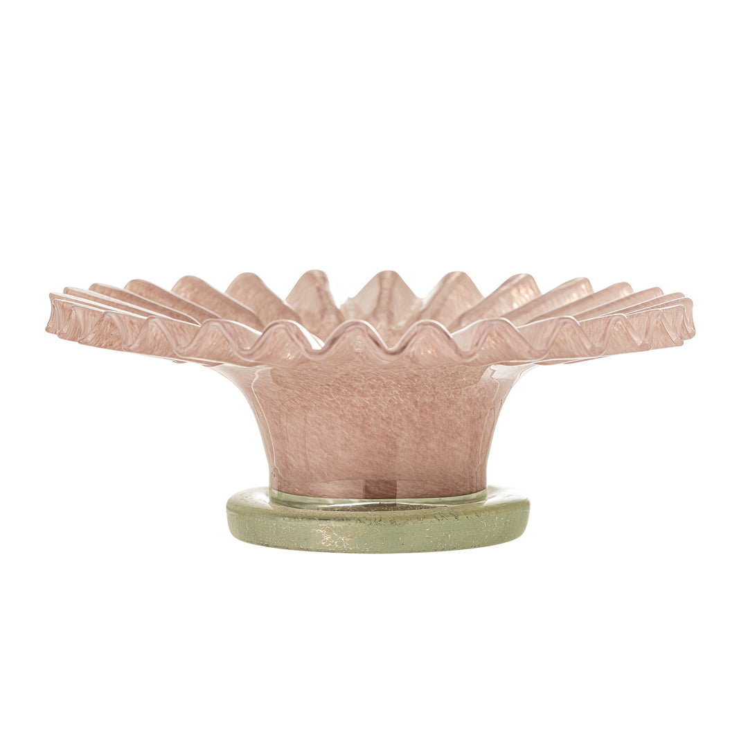 Bol Sticlă Roz Cu Finisaj Sculptat Bloomingville - Imagine 3