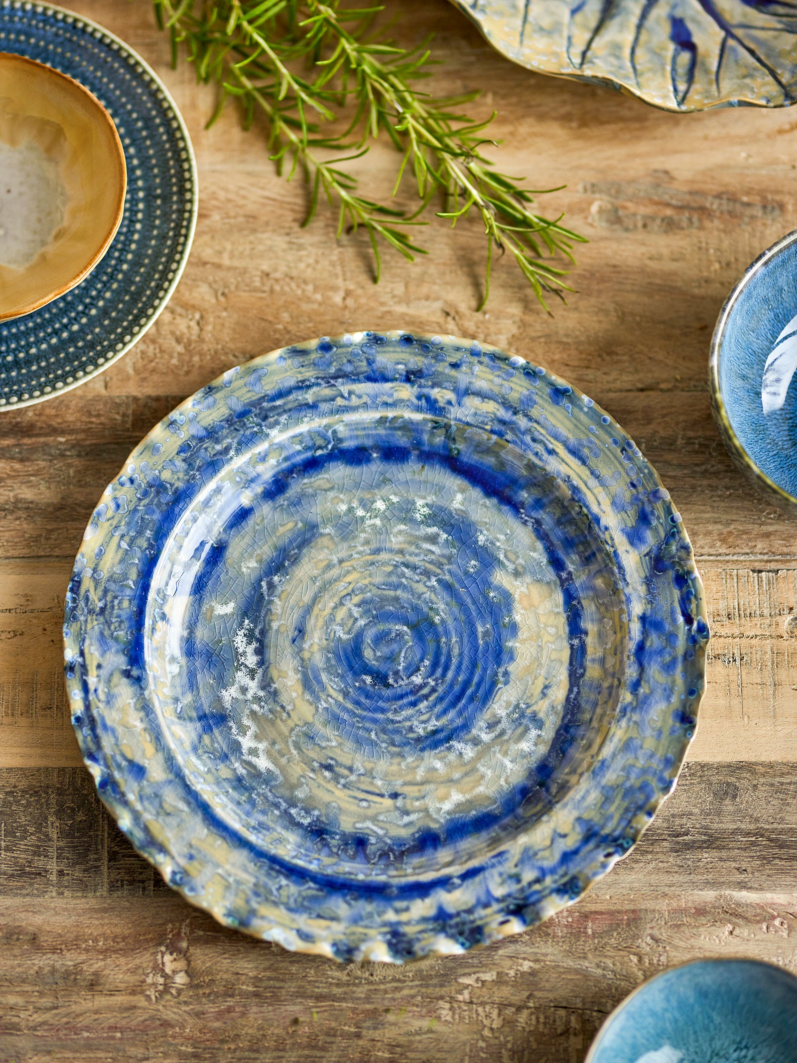 Farfurie Servire Ceramică Albastră Bloomingville - Imagine 4