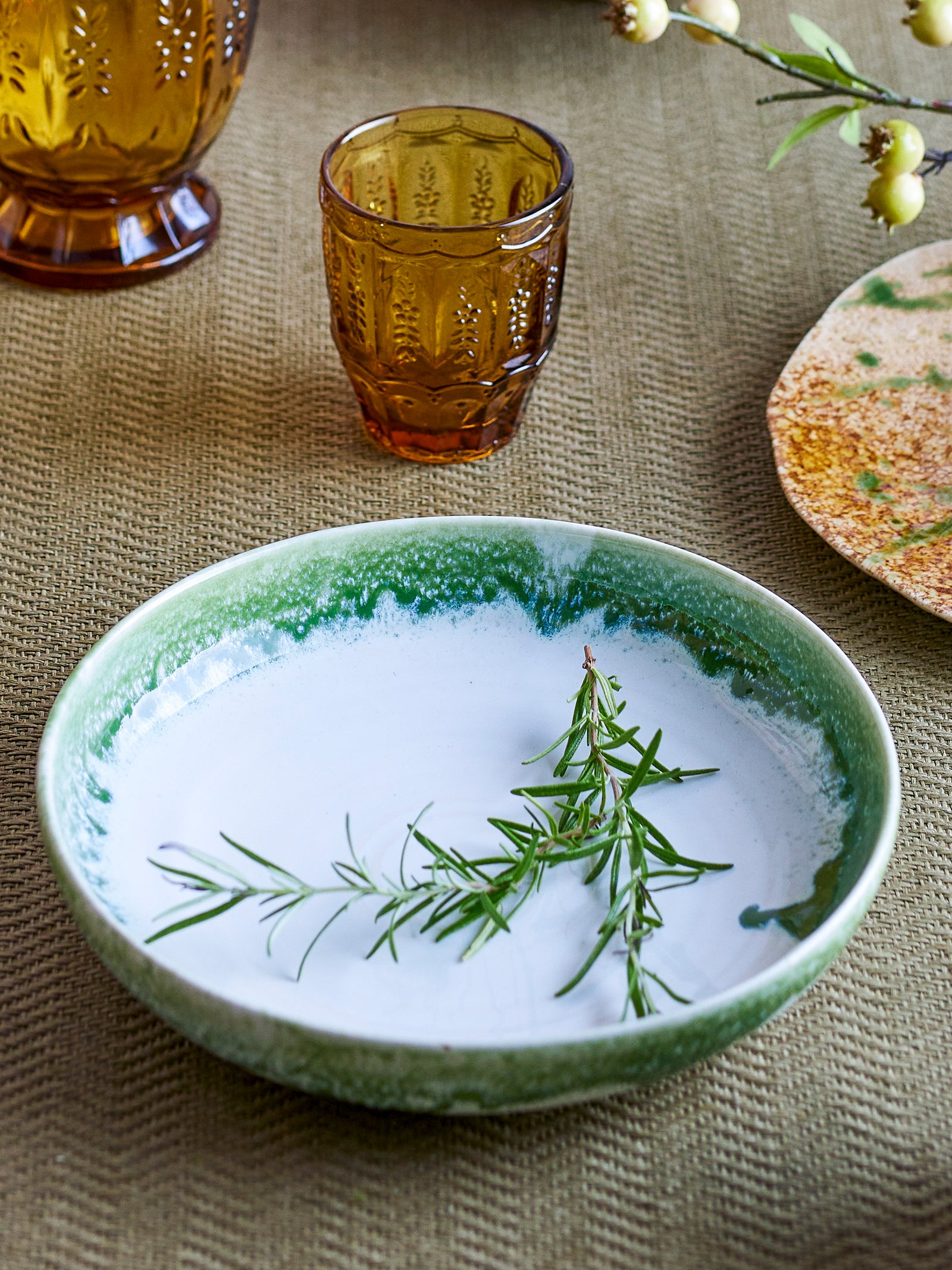 Farfurie Servire Ceramică Verde Bloomingville - Imagine 5