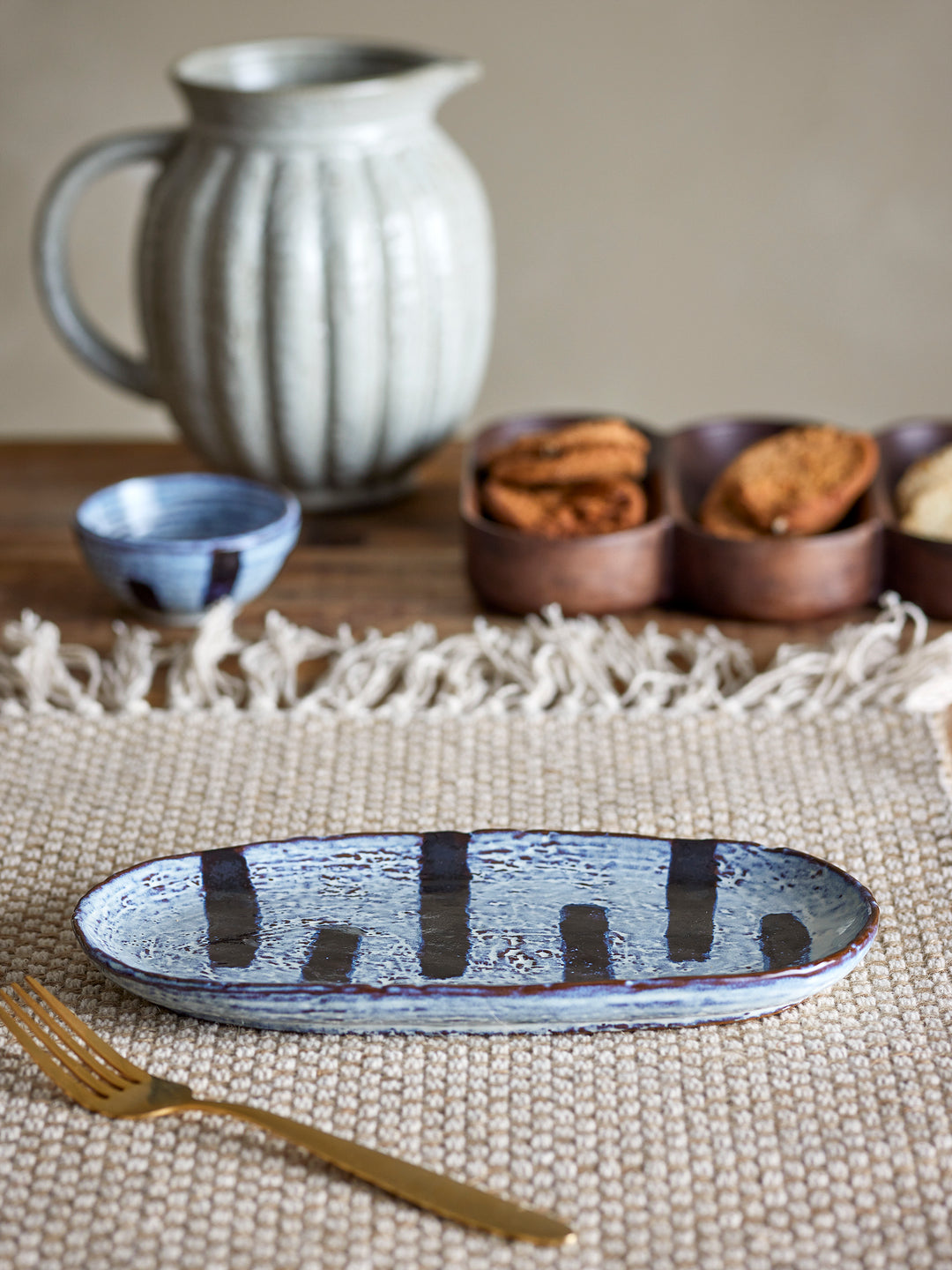 Farfurie Ceramică Albastră Decorativă Bloomingville - Imagine 4