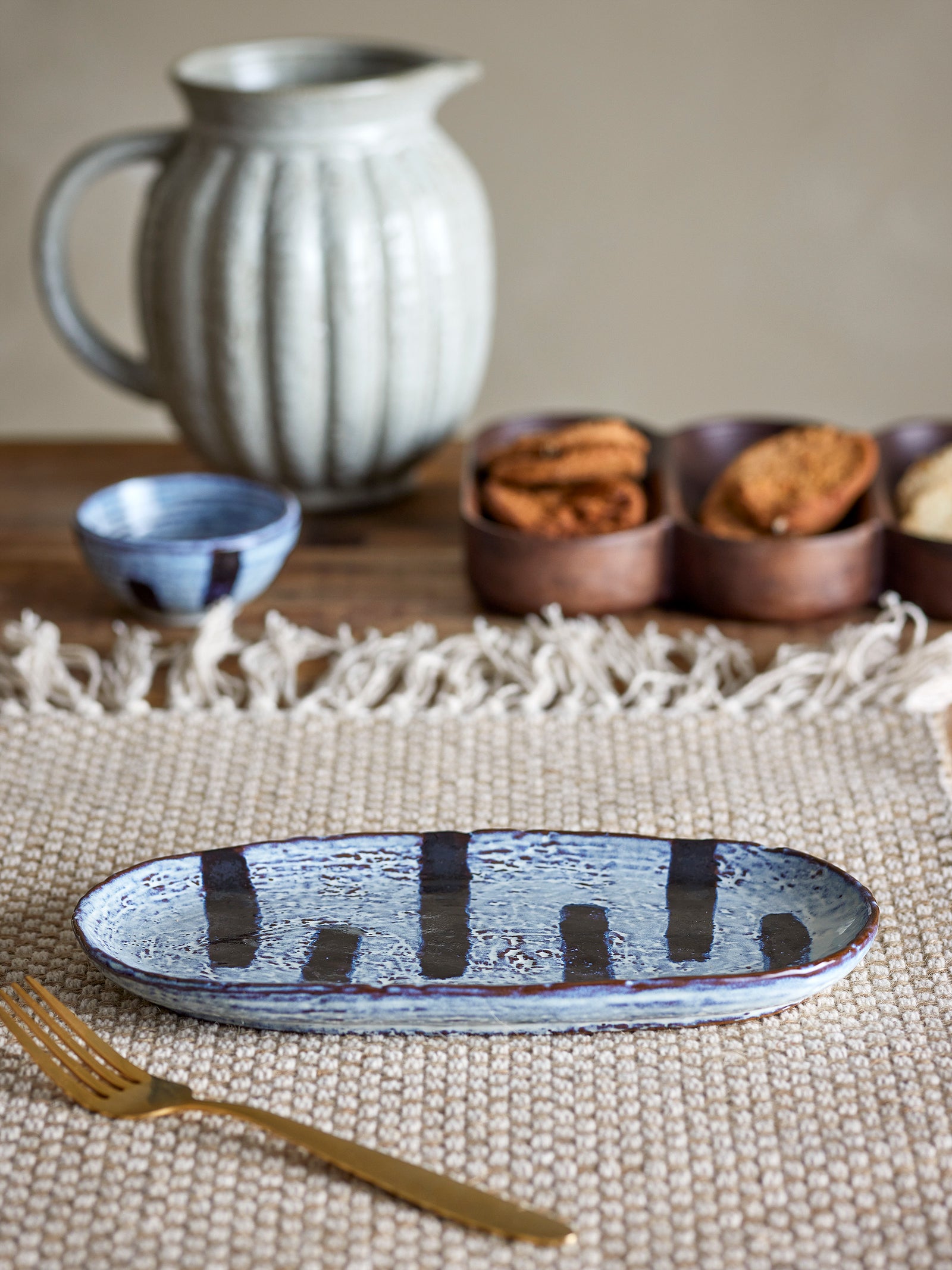 Farfurie Ceramică Albastră Decorativă Bloomingville - Imagine 4