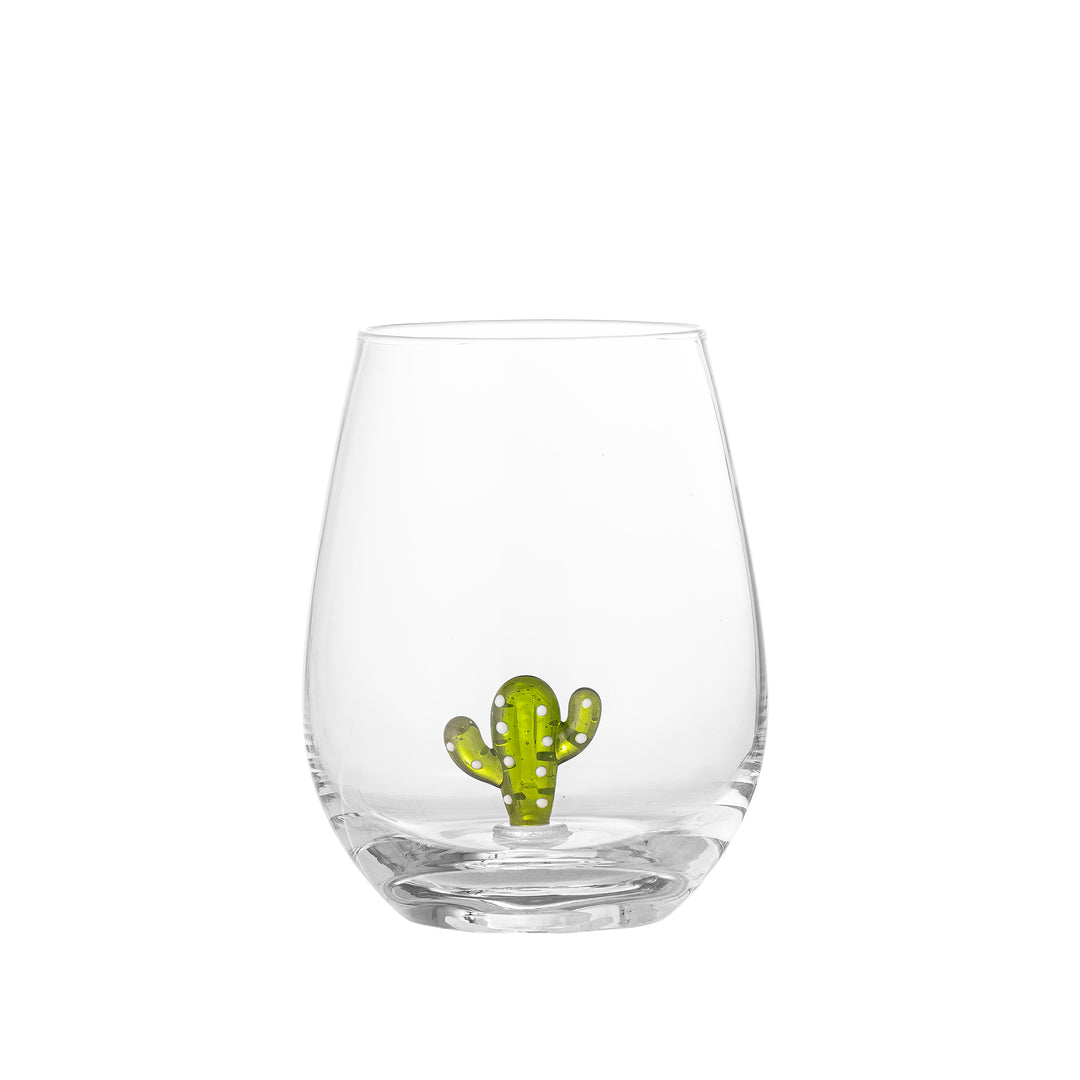 Pahar Sticlă Transparent Cu Cactus Bloomingville - Imagine 1
