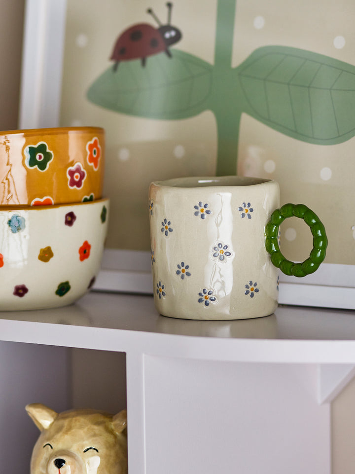 Cana Ceramică Naturală Cu Flori Bloomingville - Imagine 3