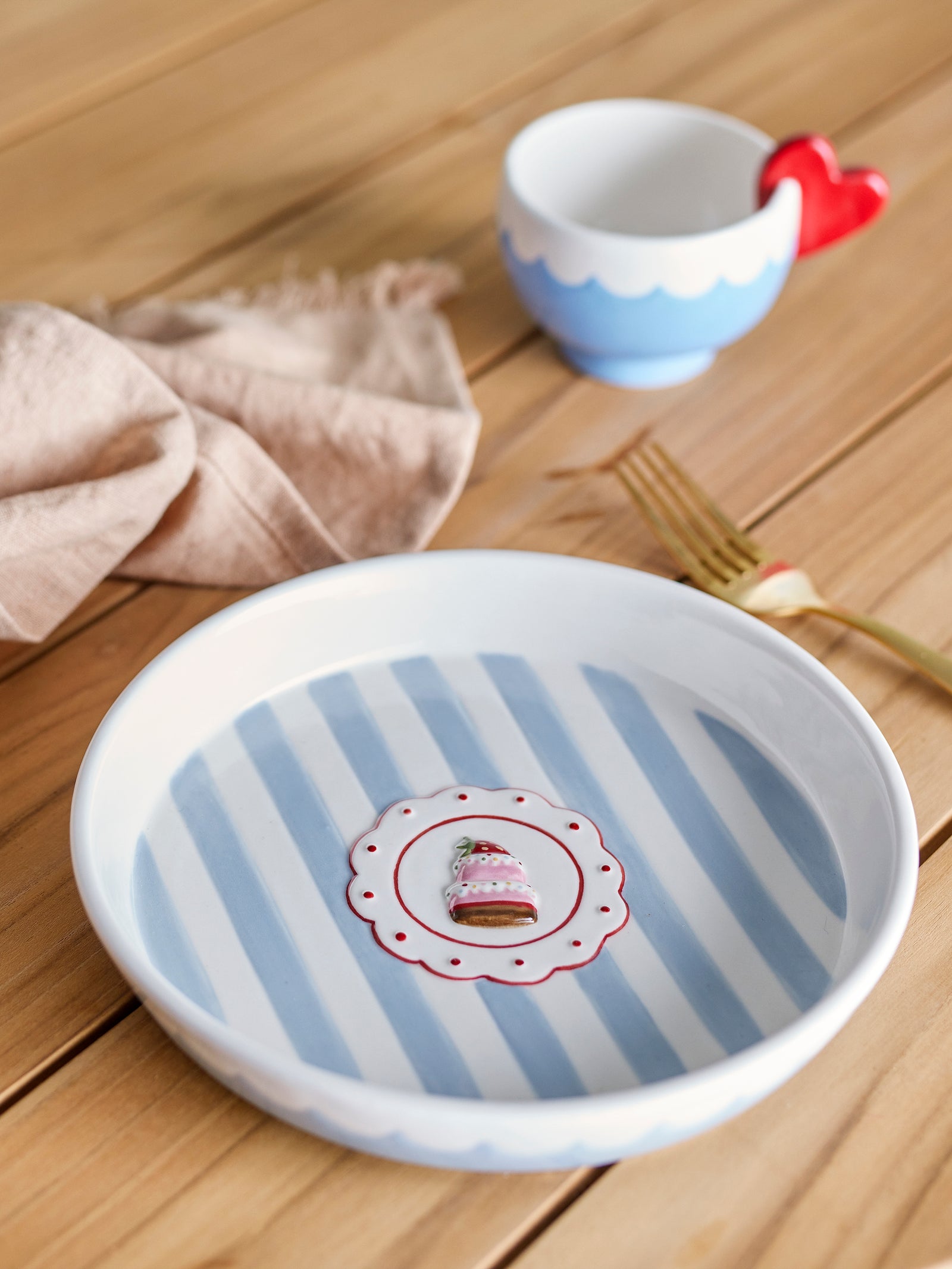 Farfurie Servire Ceramică Albastră Bloomingville - Imagine 4