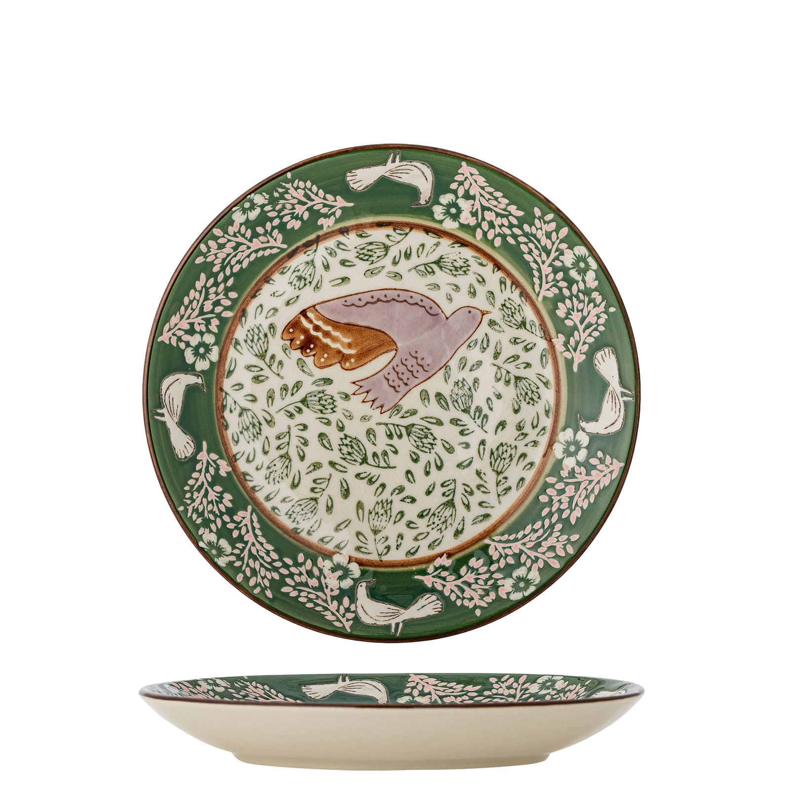 Farfurie Ceramică Verde Pictată Manual Bloomingville - Imagine 1