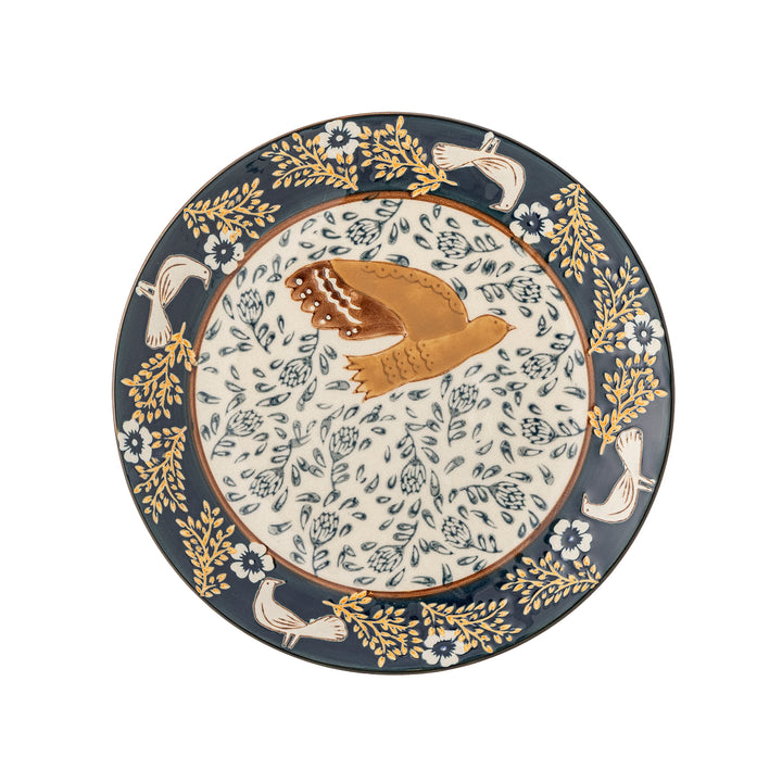 Farfurie Ceramică Albastră Pictată Manual Bloomingville - Imagine 3